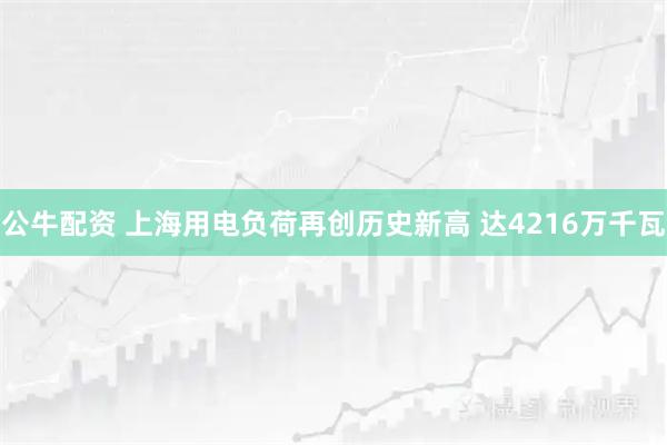 公牛配资 上海用电负荷再创历史新高 达4216万千瓦